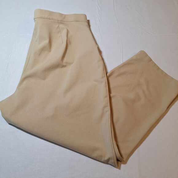 L.L. Bean Beige Tan Cropped Capri Straight Leg Pants Stretch Loungewear Size L - Picture 12 of 13